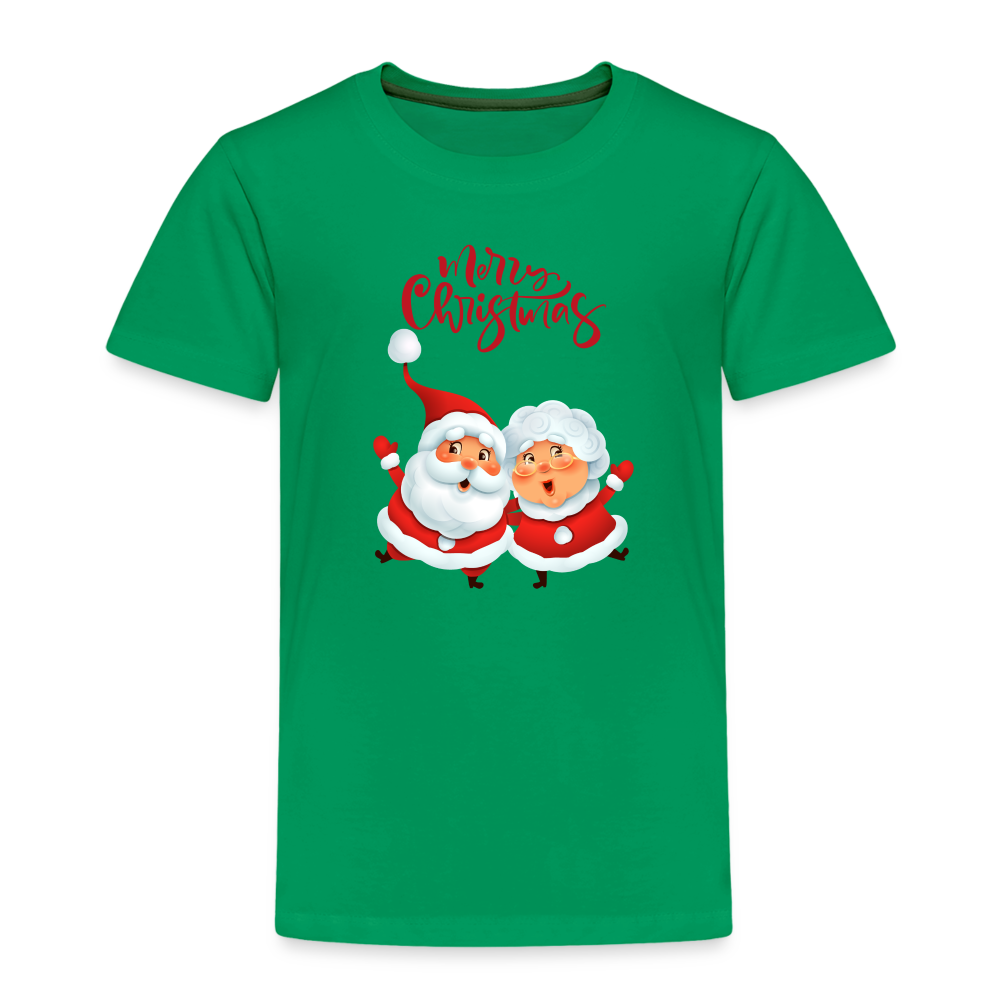 Kinder Premium T-Shirt - Santa & Mrs Clause - Kelly Green