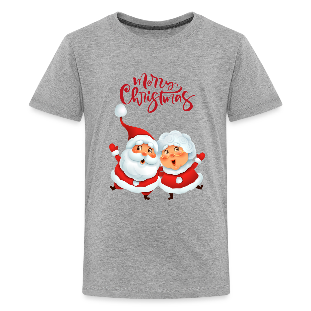 Teenager Premium T-Shirt - Santa & Mrs Clause - Grau meliert