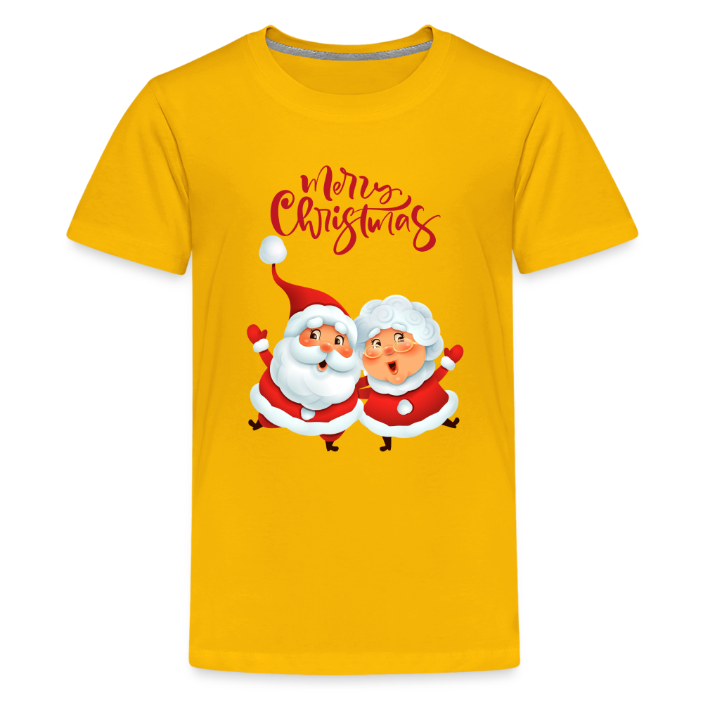 Teenager Premium T-Shirt - Santa & Mrs Clause - Sonnengelb