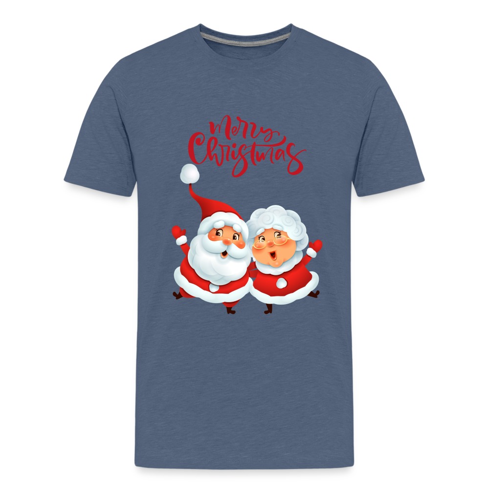 Teenager Premium T-Shirt - Santa & Mrs Clause - Blau meliert