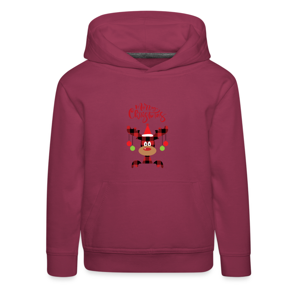 Kinder Premium Hoodie - Rentier Karo - Bordeaux