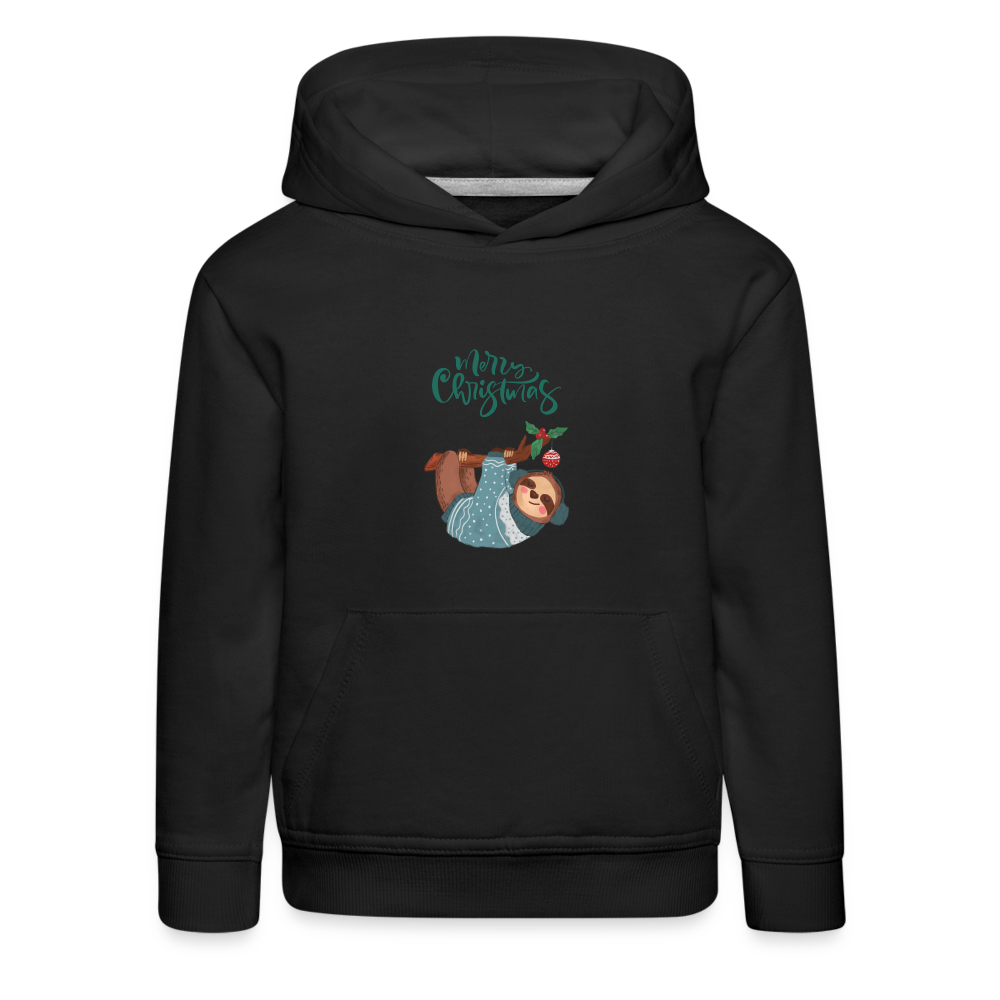 Kinder Premium Hoodie - Christmas Faultier - Schwarz