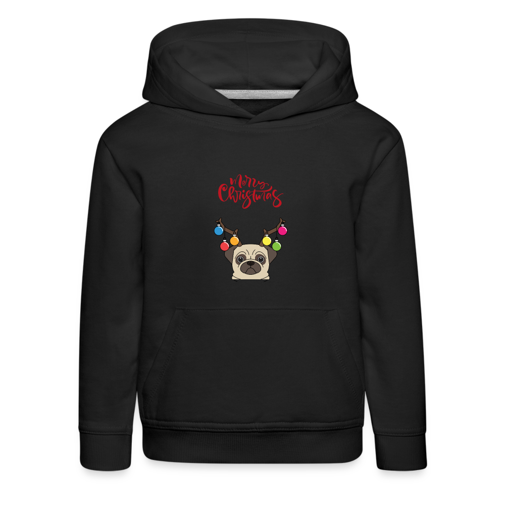 Kinder Premium Hoodie - Christmas Mops - Schwarz