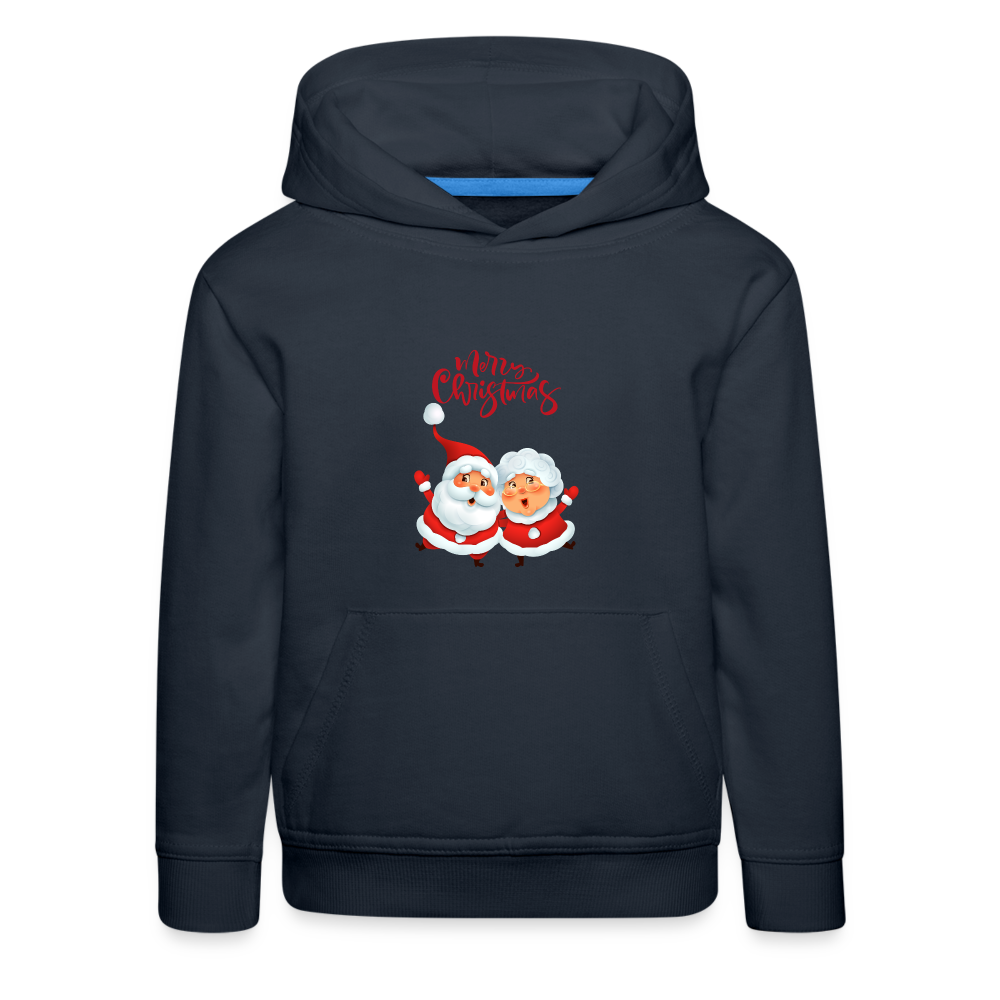 Kinder Premium Hoodie - Santa & Mrs Clause - Navy