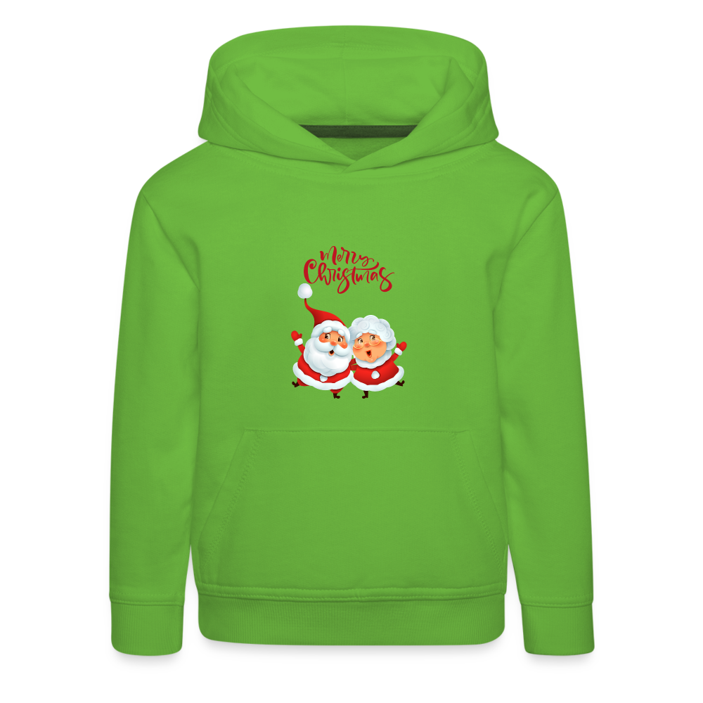 Kinder Premium Hoodie - Santa & Mrs Clause - Hellgrün