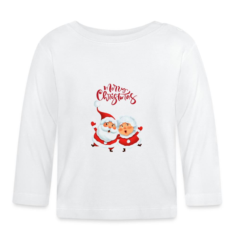 Baby Langarmshirt - Santa & Mrs Clause - weiß