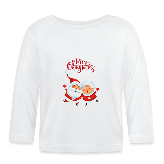 Baby Langarmshirt - Santa & Mrs Clause - weiß