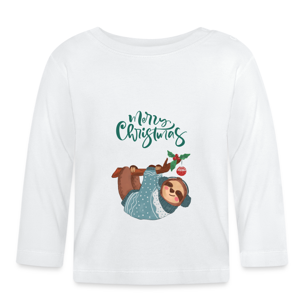 Baby Langarmshirt - Christmas Faultier - weiß