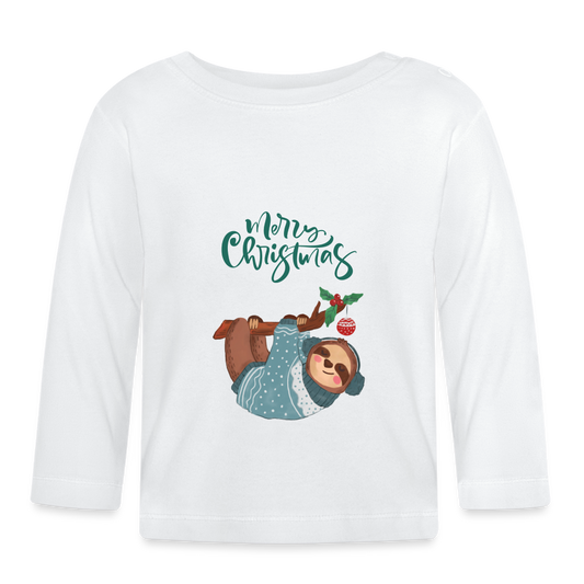 Baby Langarmshirt - Christmas Faultier - weiß