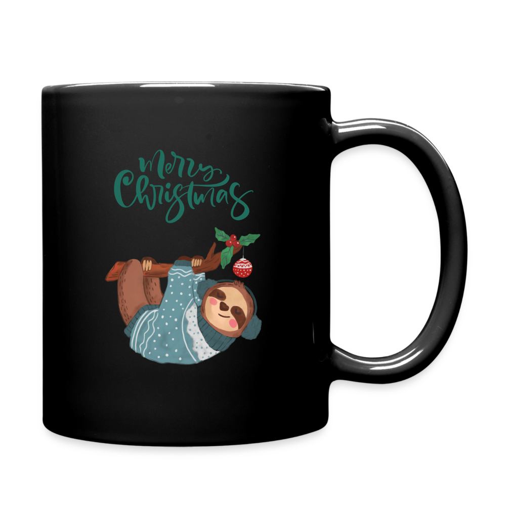 Tasse einfarbig - Christmas Faultier - Schwarz