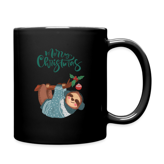 Tasse einfarbig - Christmas Faultier - Schwarz