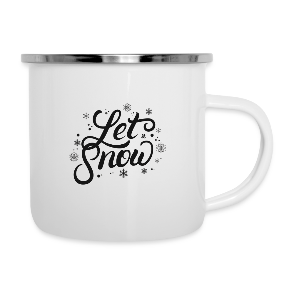 Emaille-Tasse - Let it snow - weiß