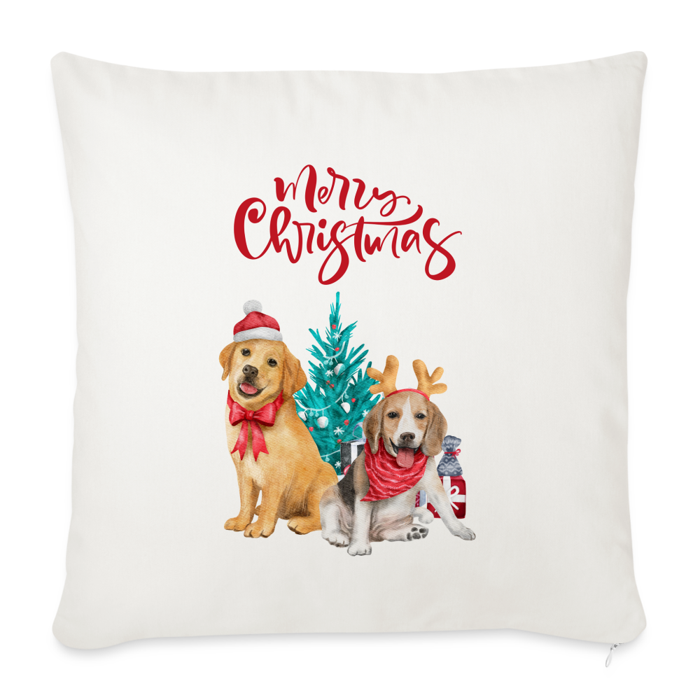 Sofakissen mit Füllung 44 x 44 cm - Christmas Dogs - Naturweiß