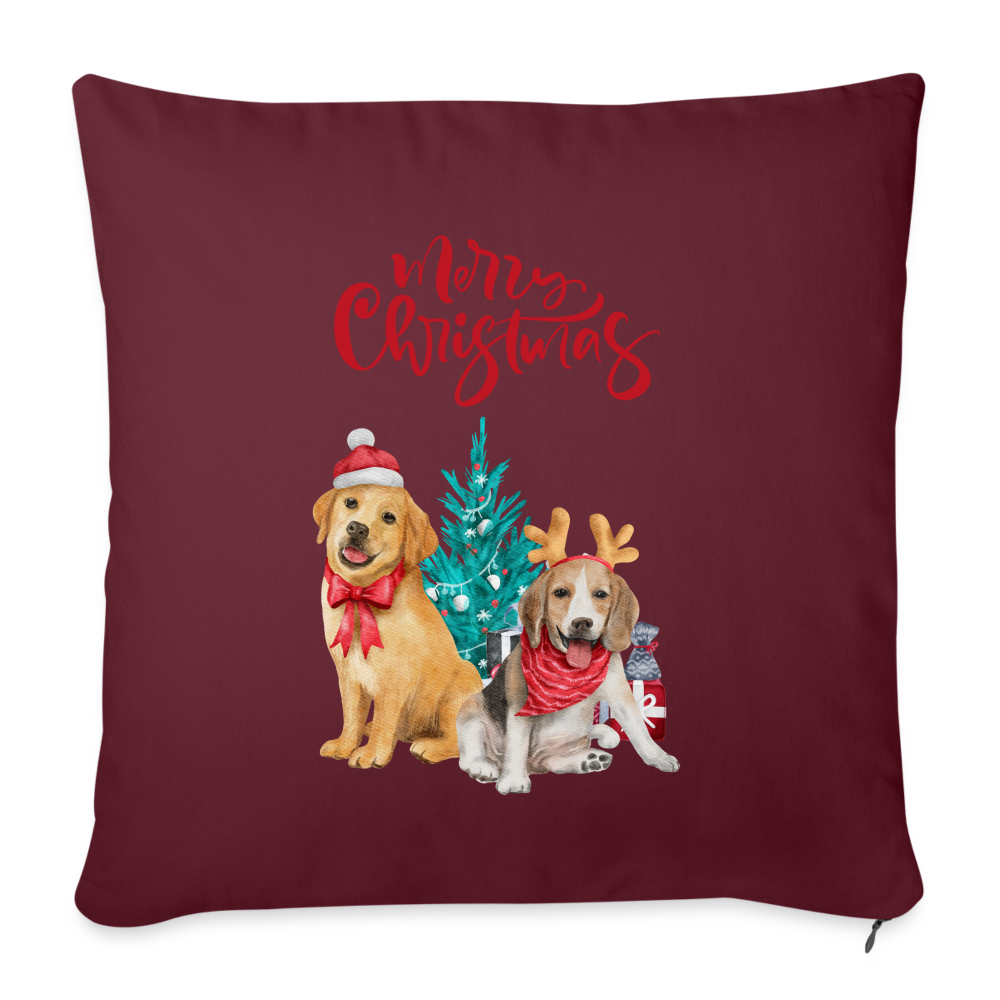 Sofakissen mit Füllung 44 x 44 cm - Christmas Dogs - Burgunderrot