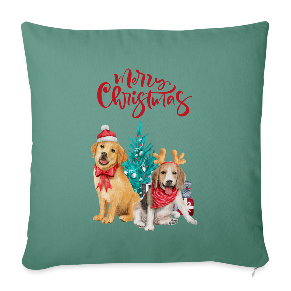 Sofakissen mit Füllung 44 x 44 cm - Christmas Dogs - Tanngrün