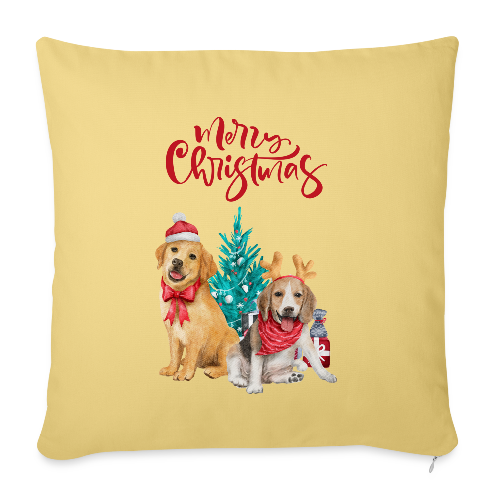 Sofakissen mit Füllung 44 x 44 cm - Christmas Dogs - Hellgelb