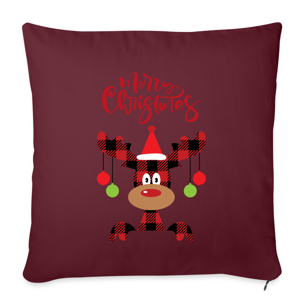 Sofakissen mit Füllung 44 x 44 cm - Rentier Karo - Burgunderrot