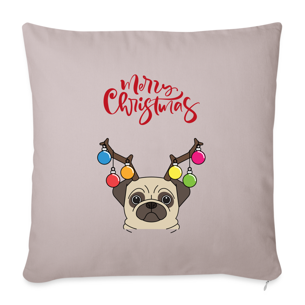 Sofakissen mit Füllung 44 x 44 cm - Christmas Mops - helles Taupe