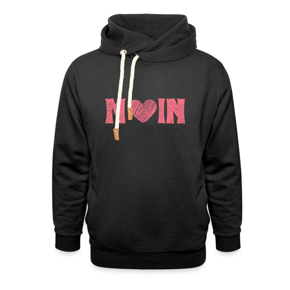 Unisex Schalkragen Hoodie - Moin Herz (rosa) - Schwarz