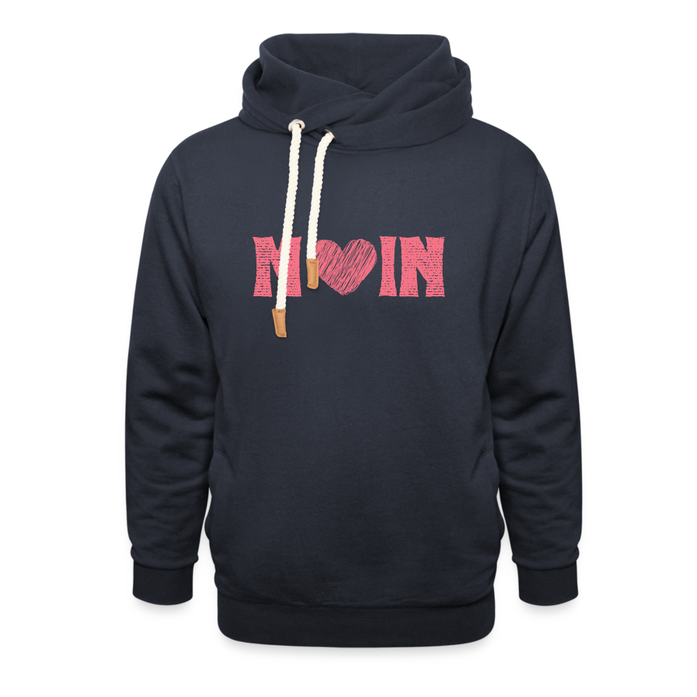 Unisex Schalkragen Hoodie - Moin Herz (rosa) - Navy