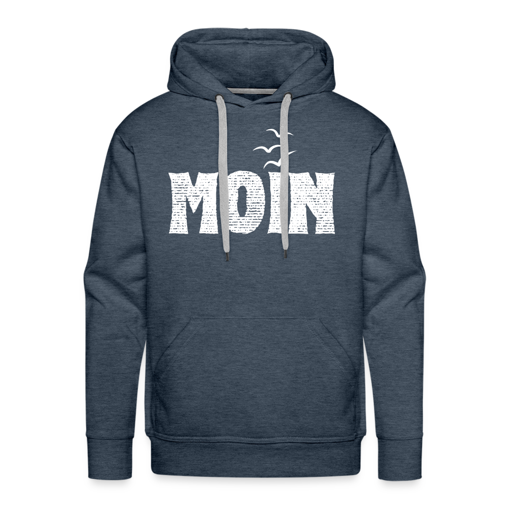 Men’s Premium Hoodie - Moin Möwen Schatten (weiß) - Jeansblau