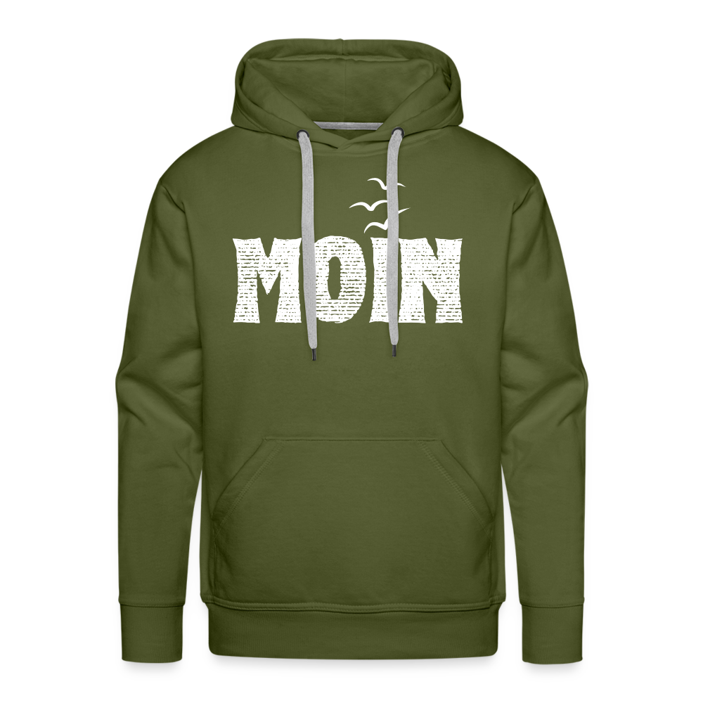 Men’s Premium Hoodie - Moin Möwen Schatten (weiß) - Olivgrün