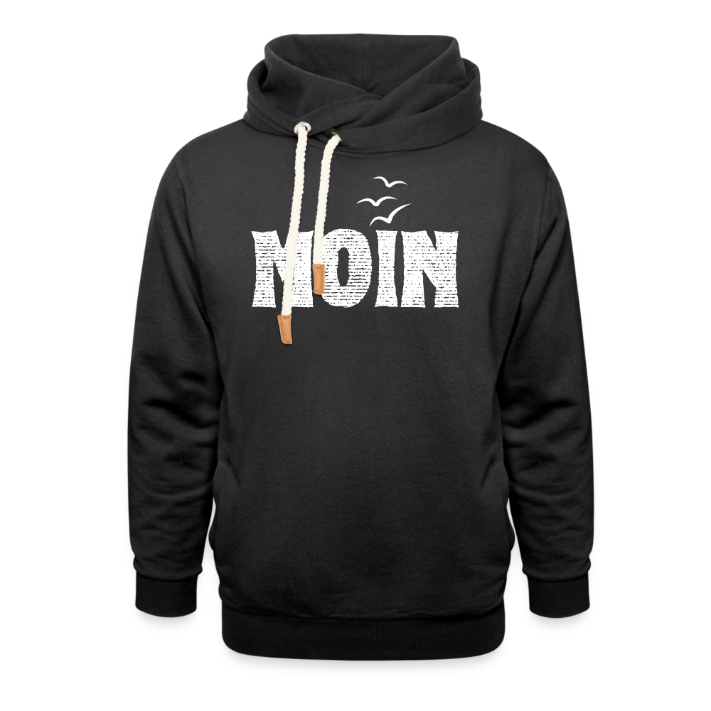 Unisex Schalkragen Hoodie - Moin Möwen Schatten (weiß) - Schwarz