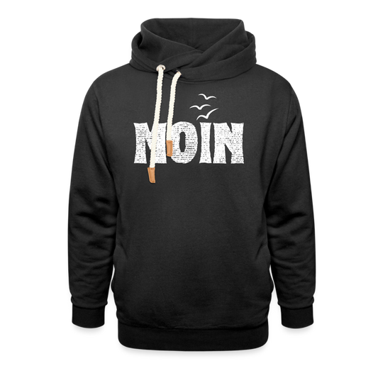 Unisex Schalkragen Hoodie - Moin Möwen Schatten (weiß) - Schwarz