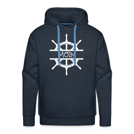 Men’s Premium Hoodie - Steuerrad Moin (weiß) - Navy