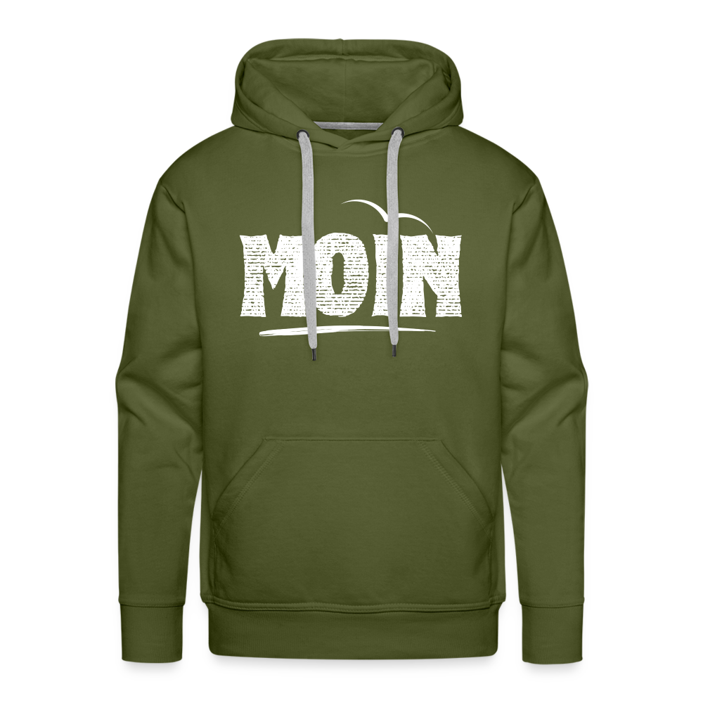 Men’s Premium Hoodie - Moin Möwe (weiß) - Olivgrün