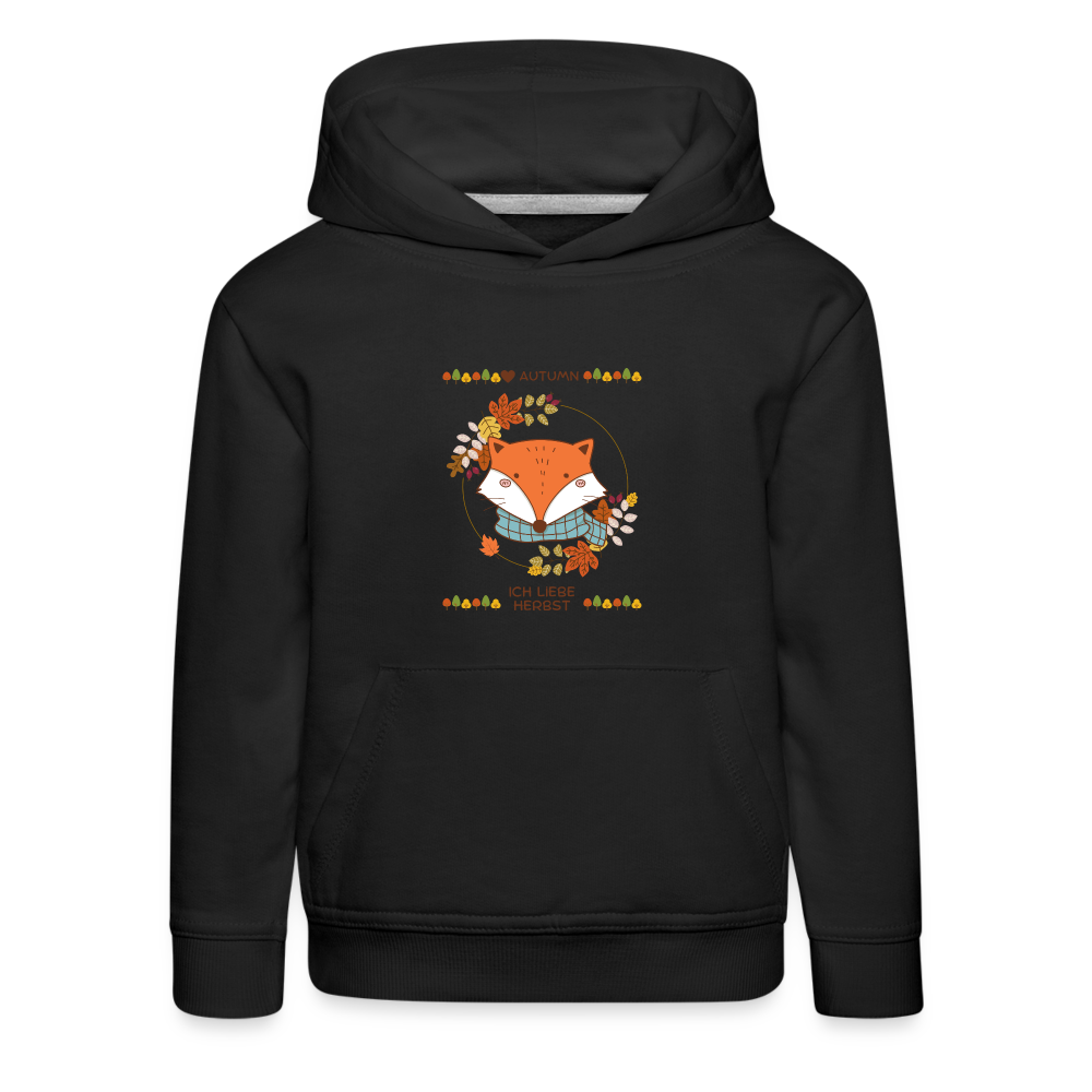 Kinder Premium Hoodie - Ich liebe Herbst - Schwarz