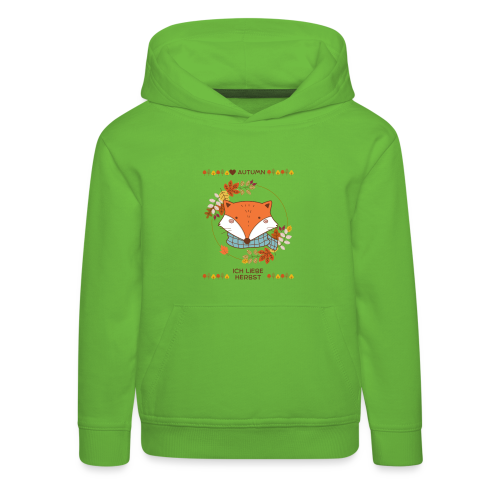 Kinder Premium Hoodie - Ich liebe Herbst - Hellgrün