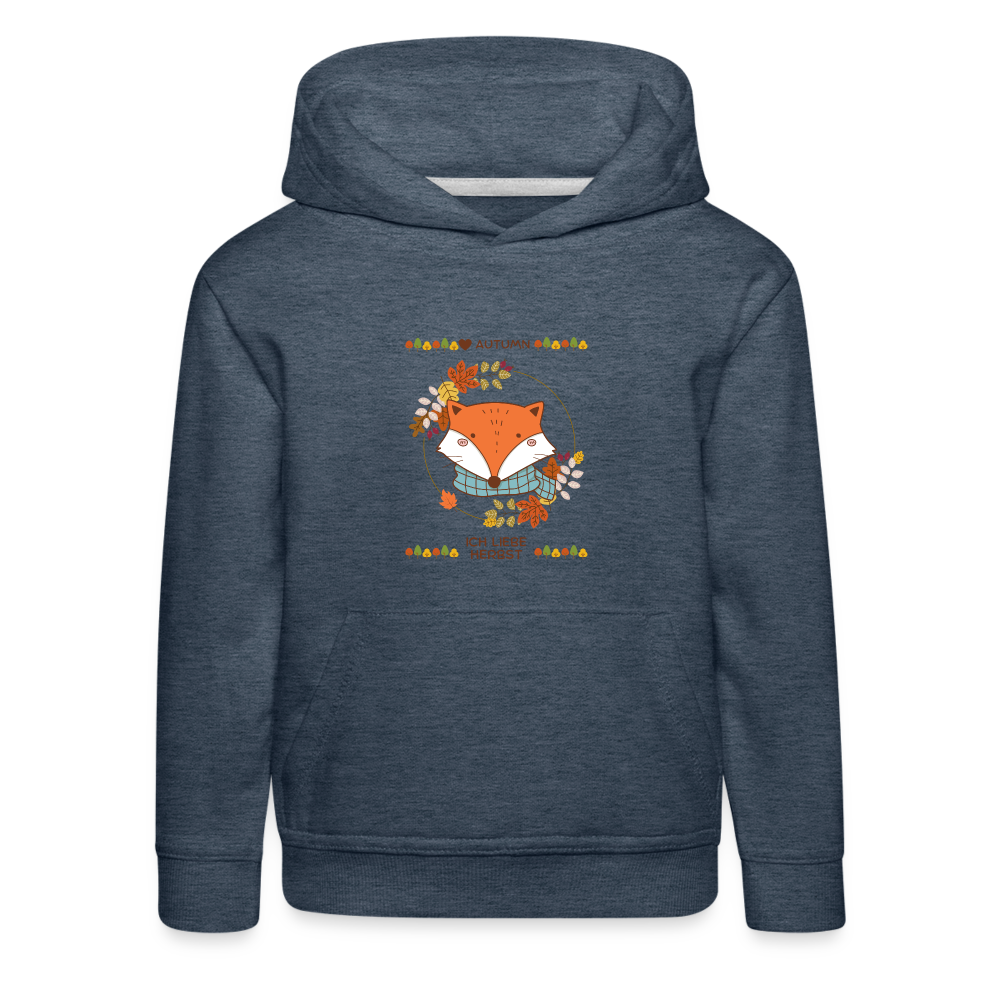 Kinder Premium Hoodie - Ich liebe Herbst - Jeansblau