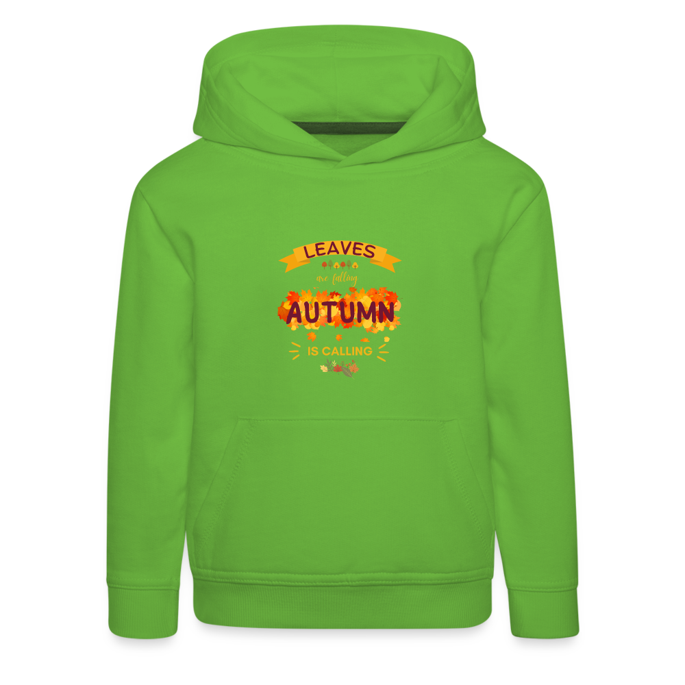 Kinder Premium Hoodie - Leaves are falling - Hellgrün