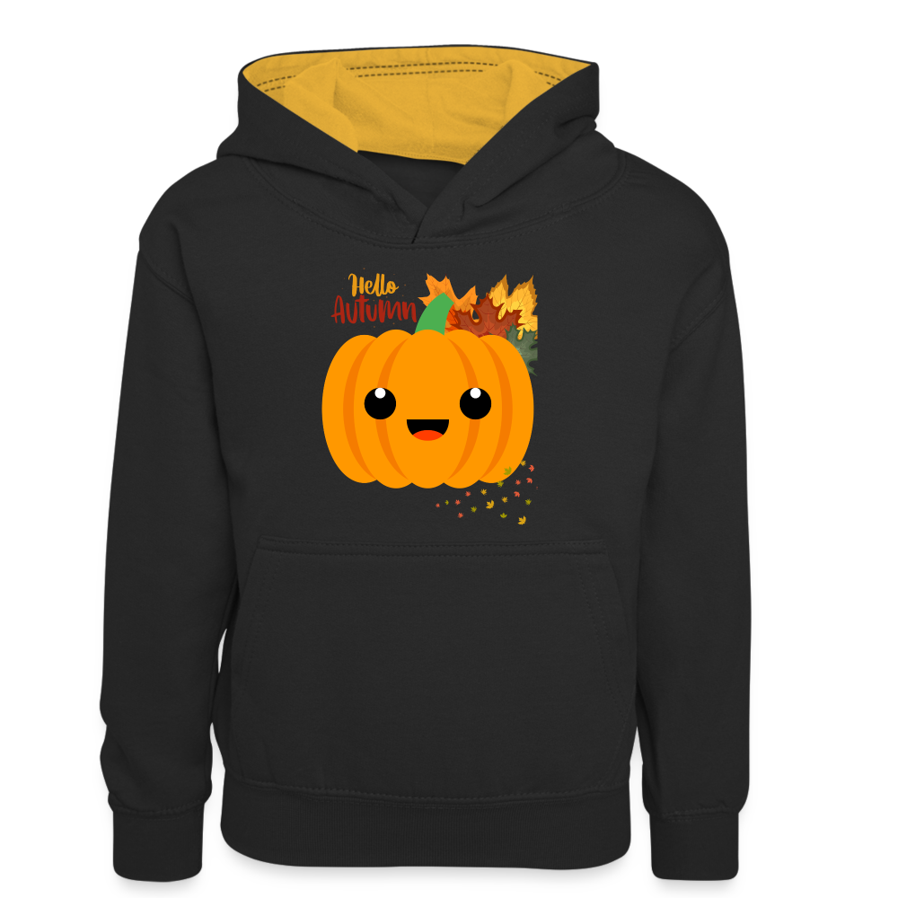 Teenager Kontrast-Hoodie - Hello Autumn - Schwarz/Gold