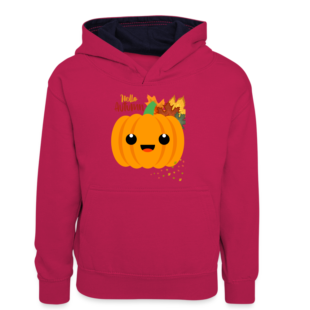 Teenager Kontrast-Hoodie - Hello Autumn - Pink/Navy