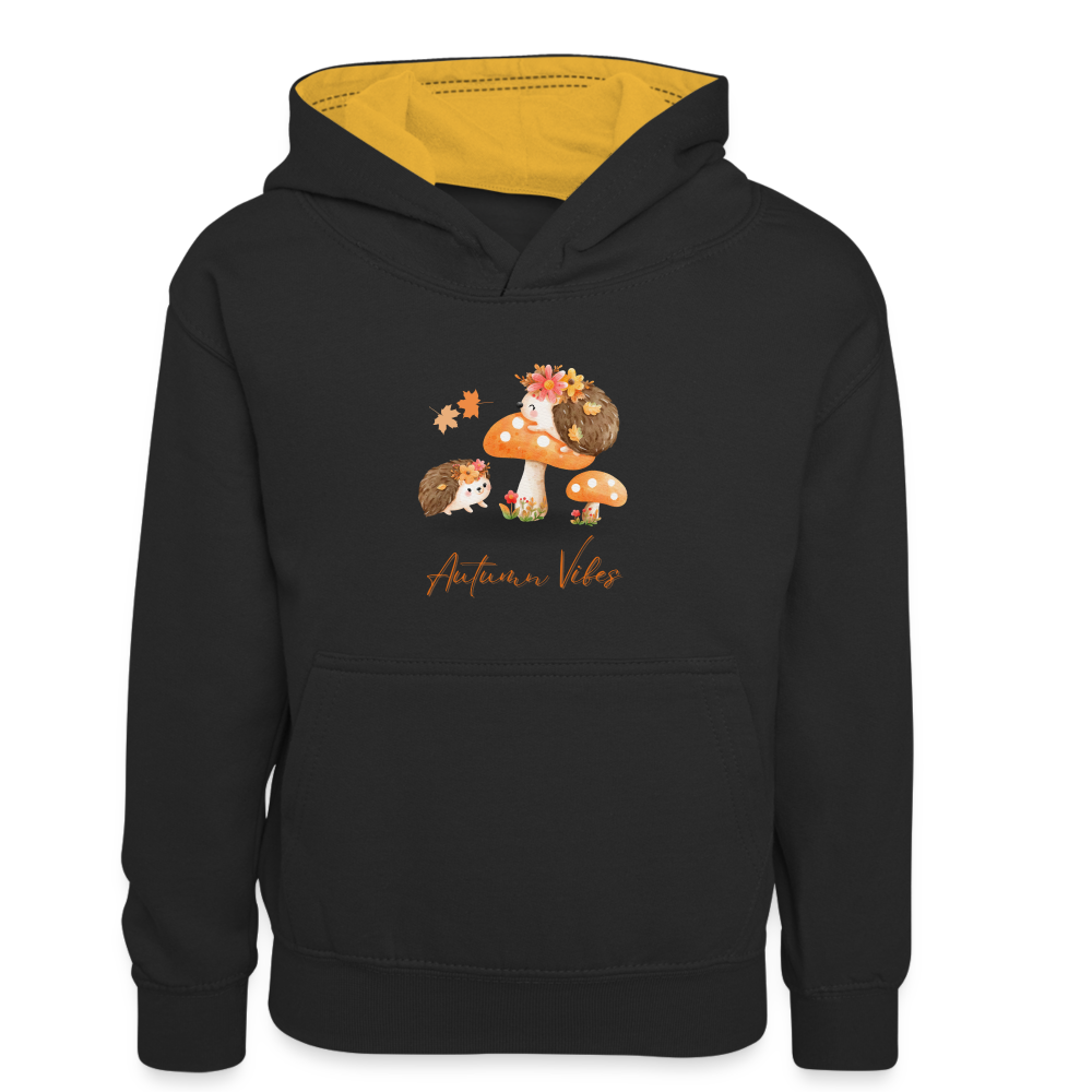 Teenager Kontrast-Hoodie - Autumn Vibes - Schwarz/Gold