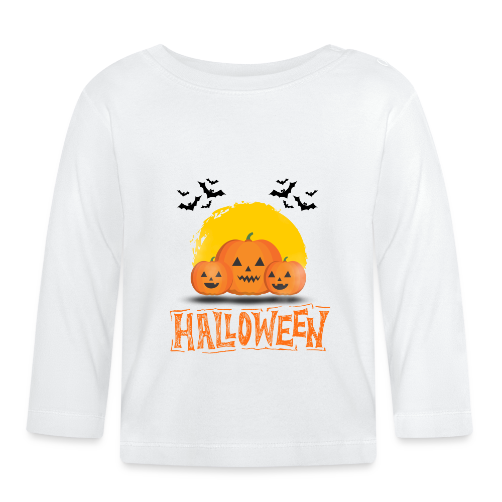 Baby Langarmshirt - Halloween Kürbisse - weiß