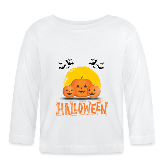 Baby Langarmshirt - Halloween Kürbisse - weiß