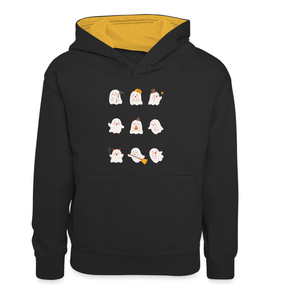 Teenager Kontrast-Hoodie - Kleine Geister - Schwarz/Gold