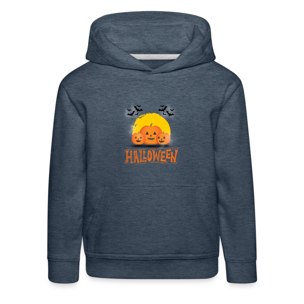 Kinder Premium Hoodie - Halloween Kürbisse - Jeansblau