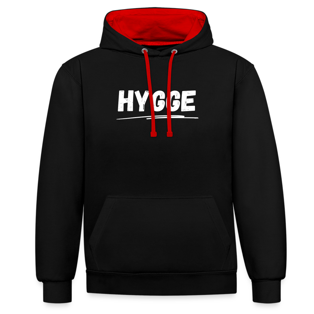 Kontrast-Hoodie - Hygge (weiß) - Schwarz/Rot