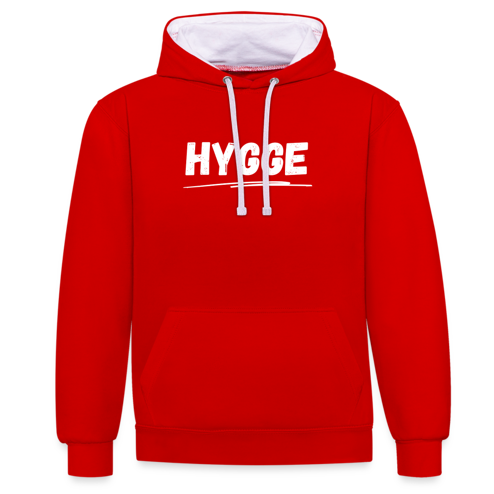 Kontrast-Hoodie - Hygge (weiß) - Rot/Weiß