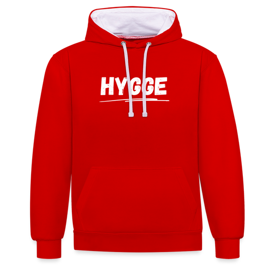 Kontrast-Hoodie - Hygge (weiß) - Rot/Weiß