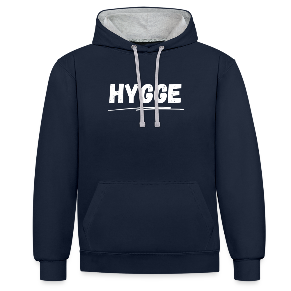 Kontrast-Hoodie - Hygge (weiß) - Navy/Grau meliert