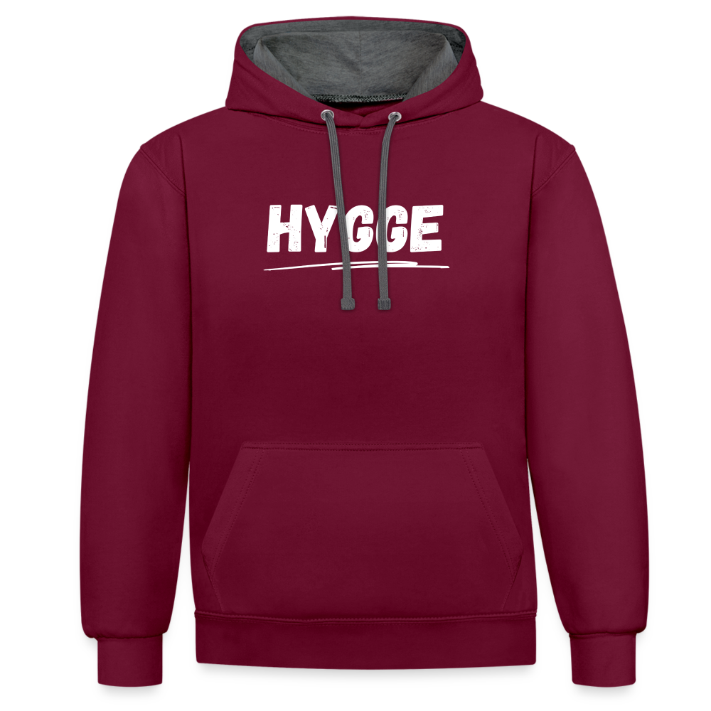 Kontrast-Hoodie - Hygge (weiß) - Weinrot/Anthrazit