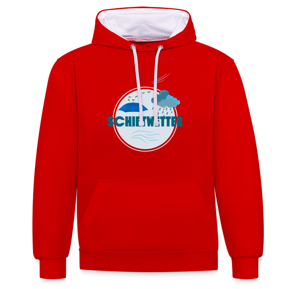 Kontrast-Hoodie - Schietwetter rund - Rot/Weiß