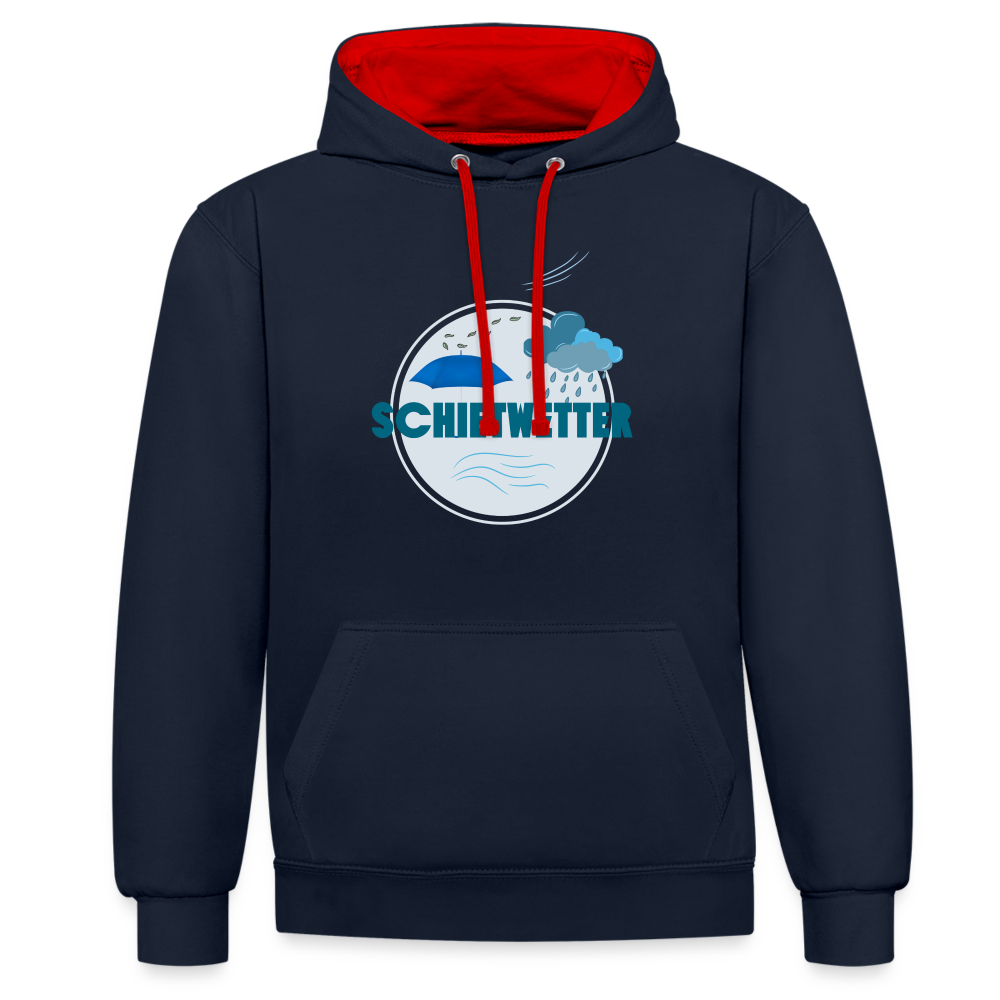 Kontrast-Hoodie - Schietwetter rund - Navy/Rot