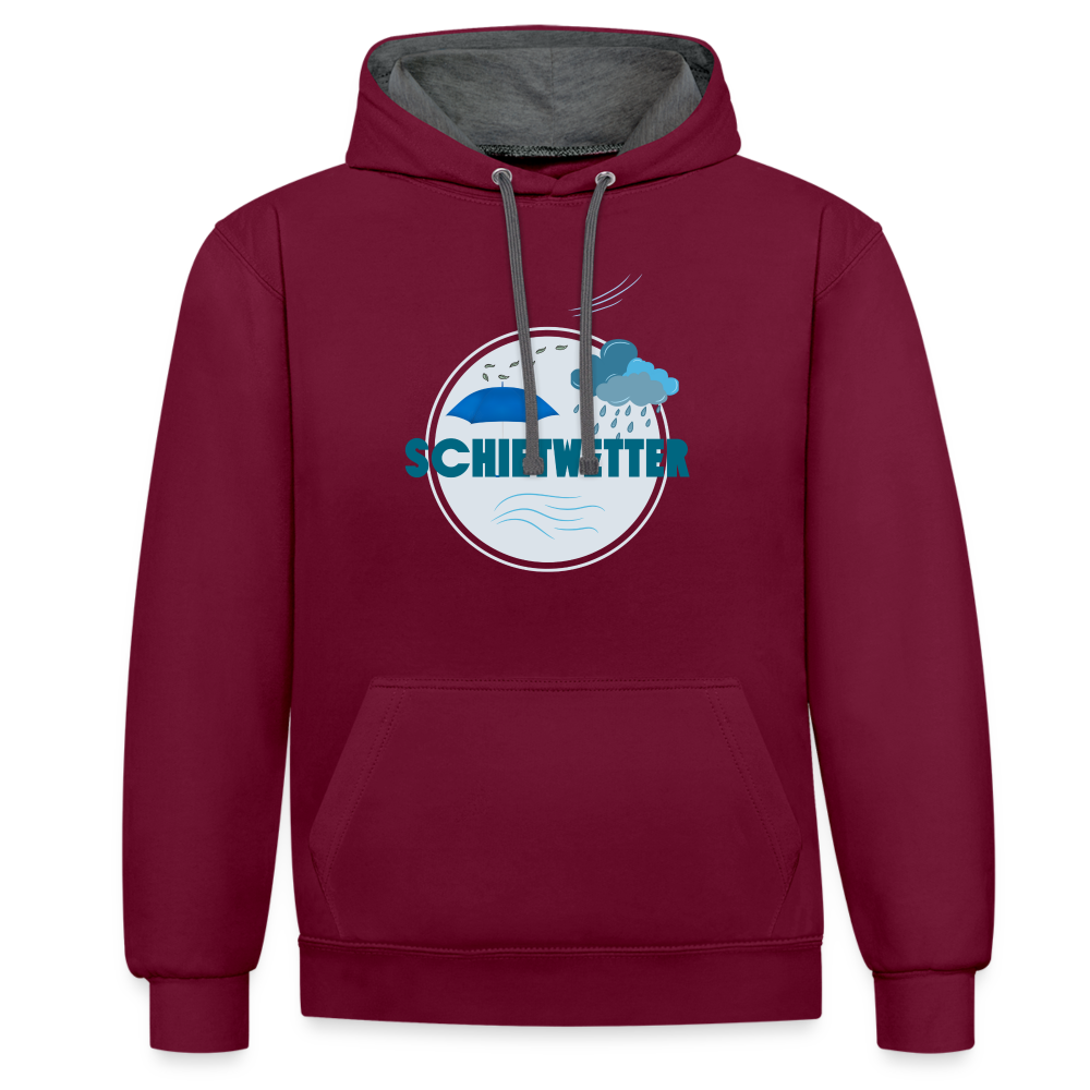 Kontrast-Hoodie - Schietwetter rund - Weinrot/Anthrazit