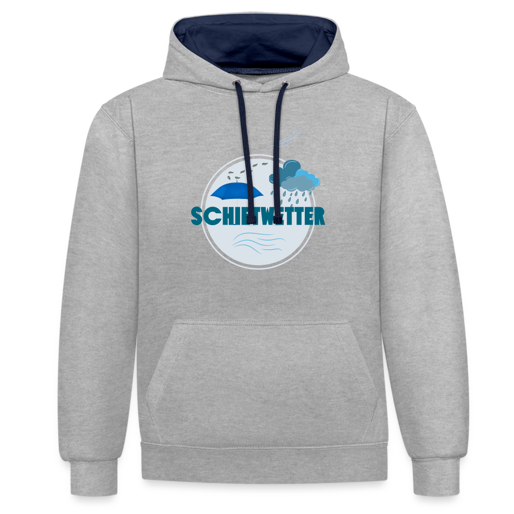 Kontrast-Hoodie - Schietwetter rund - Grau meliert/Navy